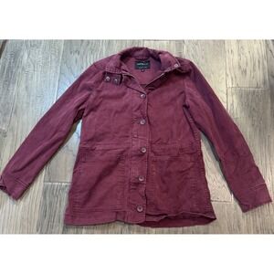Lucky Brand‎ Women's Jacket Size S Small Burgundy Cotton Blend Military Utility